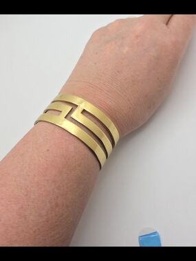 Rustic Cuff Gold Tone Geometric Cutout Cuff Bracelet